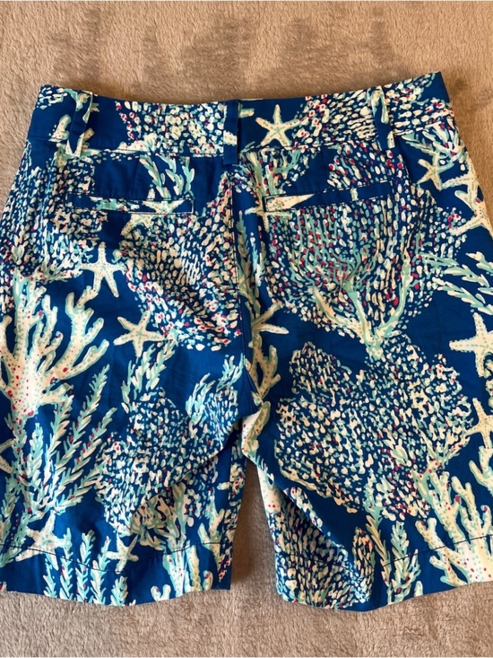Lilly Pulitzer Blue Coral & Seaweed Chipper Flat-Front‎ Shorts 6 - Picture 7 of 9